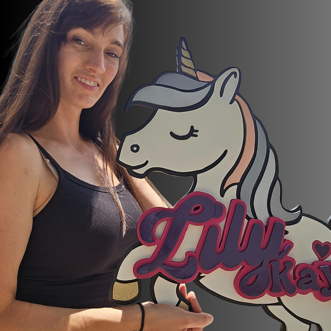 Custom 3D Unicorn Name Sign – Personalized Wall Decor for Kids