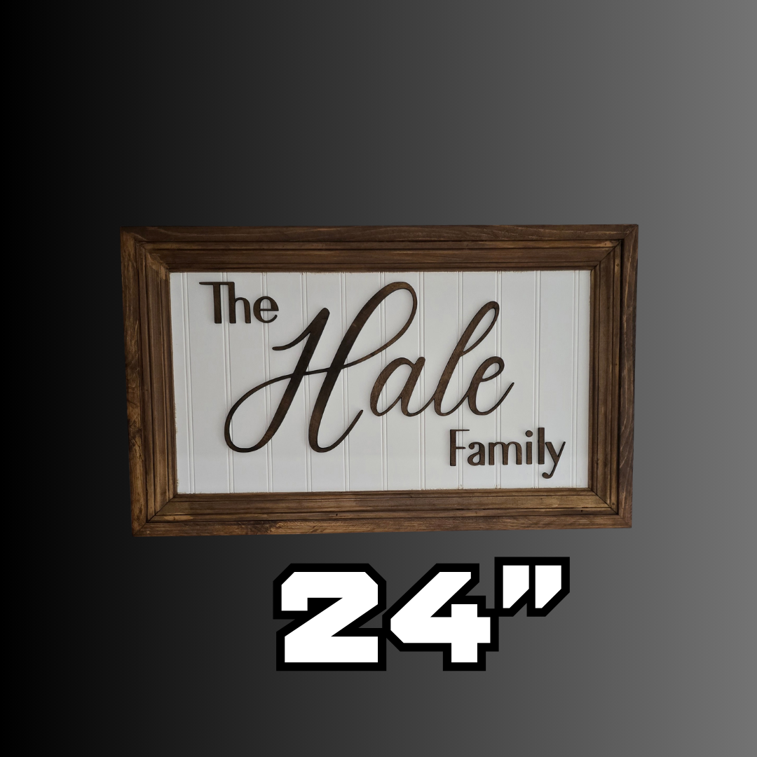 Framed & Stained Last Name Sign