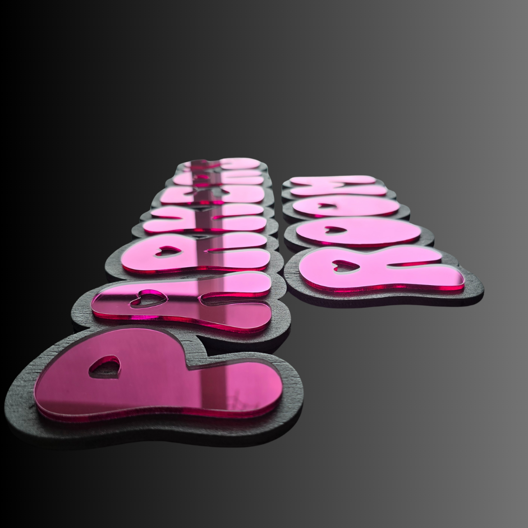 Acrylic Double Layet Text sign- with optional Framed backer