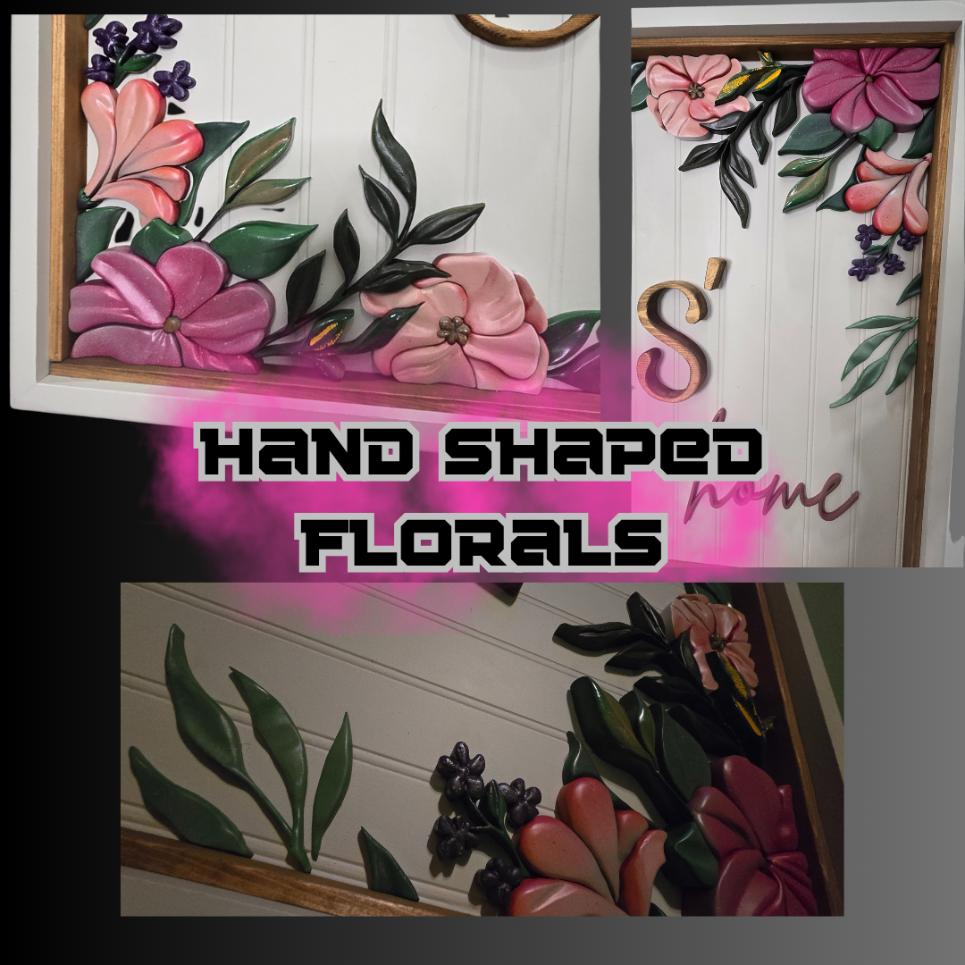 Custom 3D Floral Wood Sign – 48"x24" Personalized Wall Art with Choice of Fonts, Colors & Message