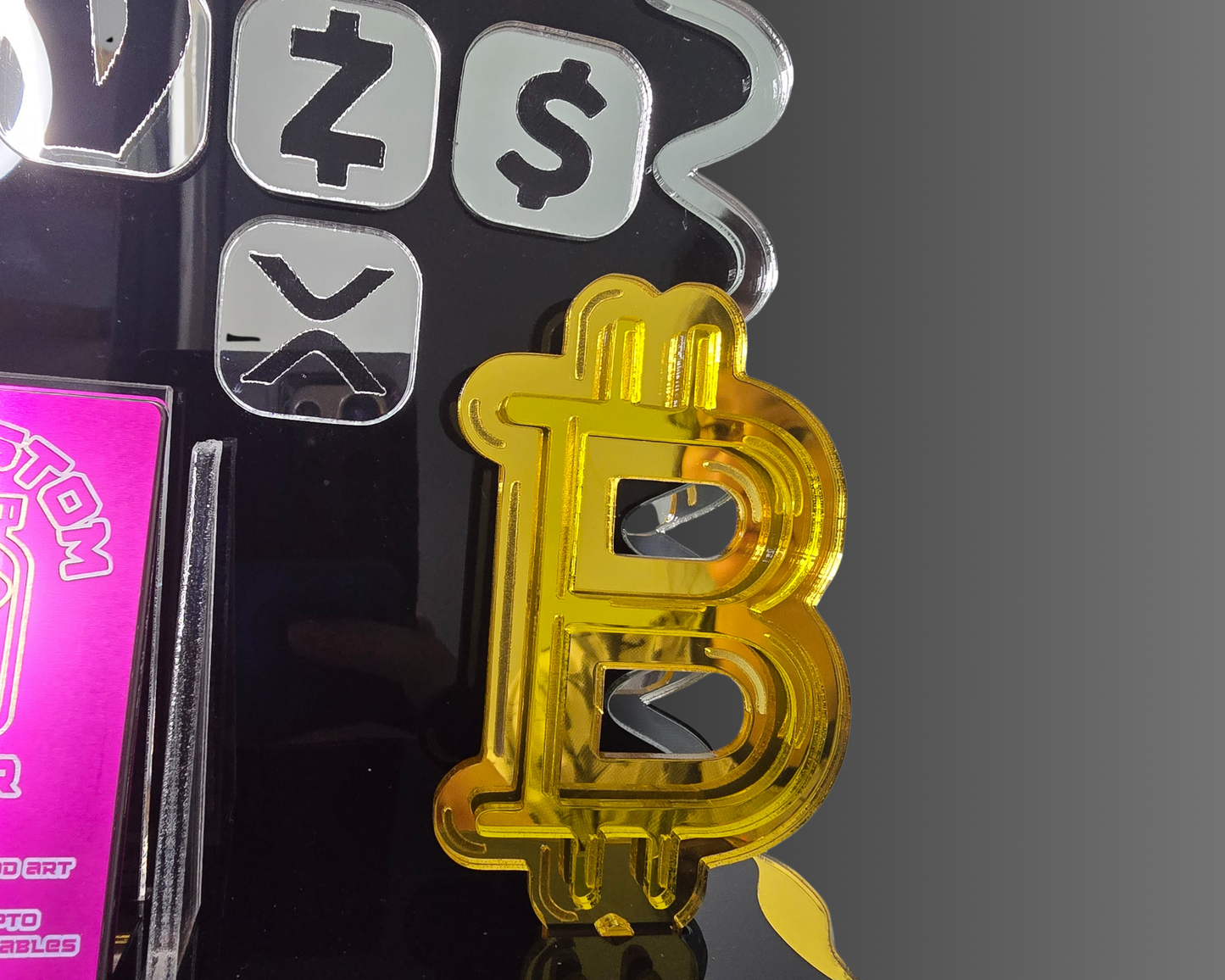 LARGE NFC smart payment/follow stand- 6 panels + business card holder - Custom Acrylic Branding Display