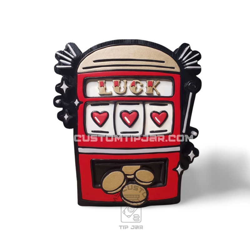 Handmade slot machine Tip Jar wooden handcut for Casino workers, dealers, Bartender