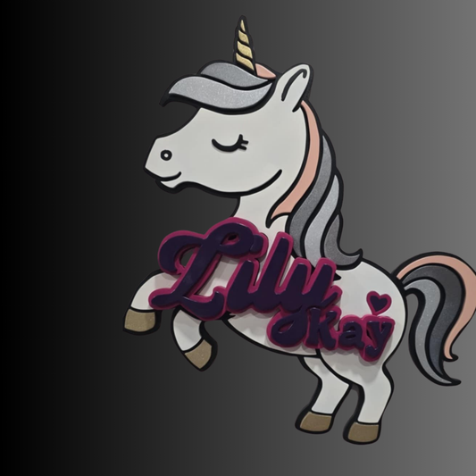 Custom 3D Unicorn Name Sign – Personalized Wall Decor for Kids