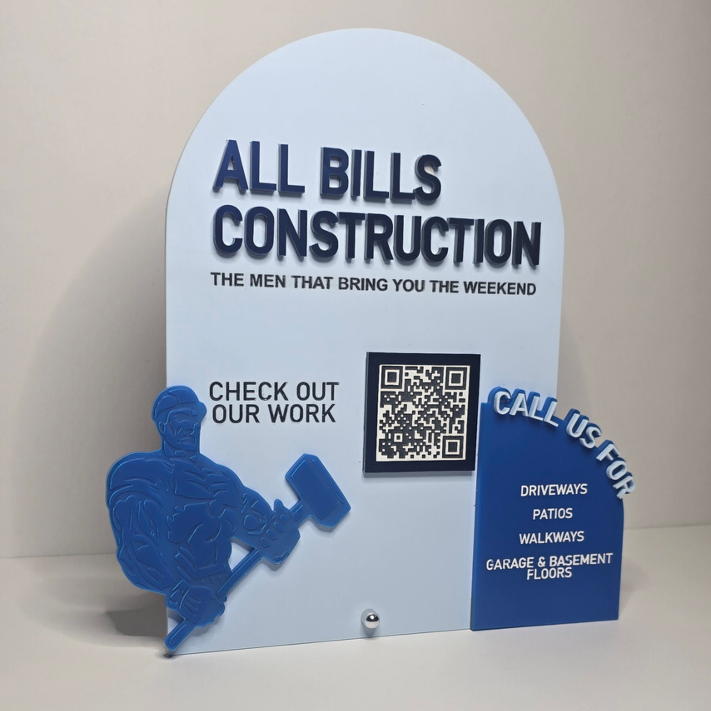 Custom Acrylic QR Code Tabletop Sign – 3D Business Display with Logo & Scan Code