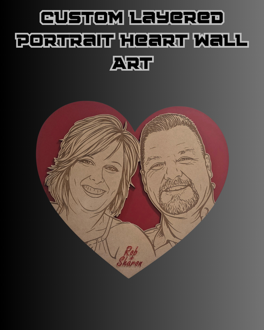 Custom Layered Portrait Heart Wall Art