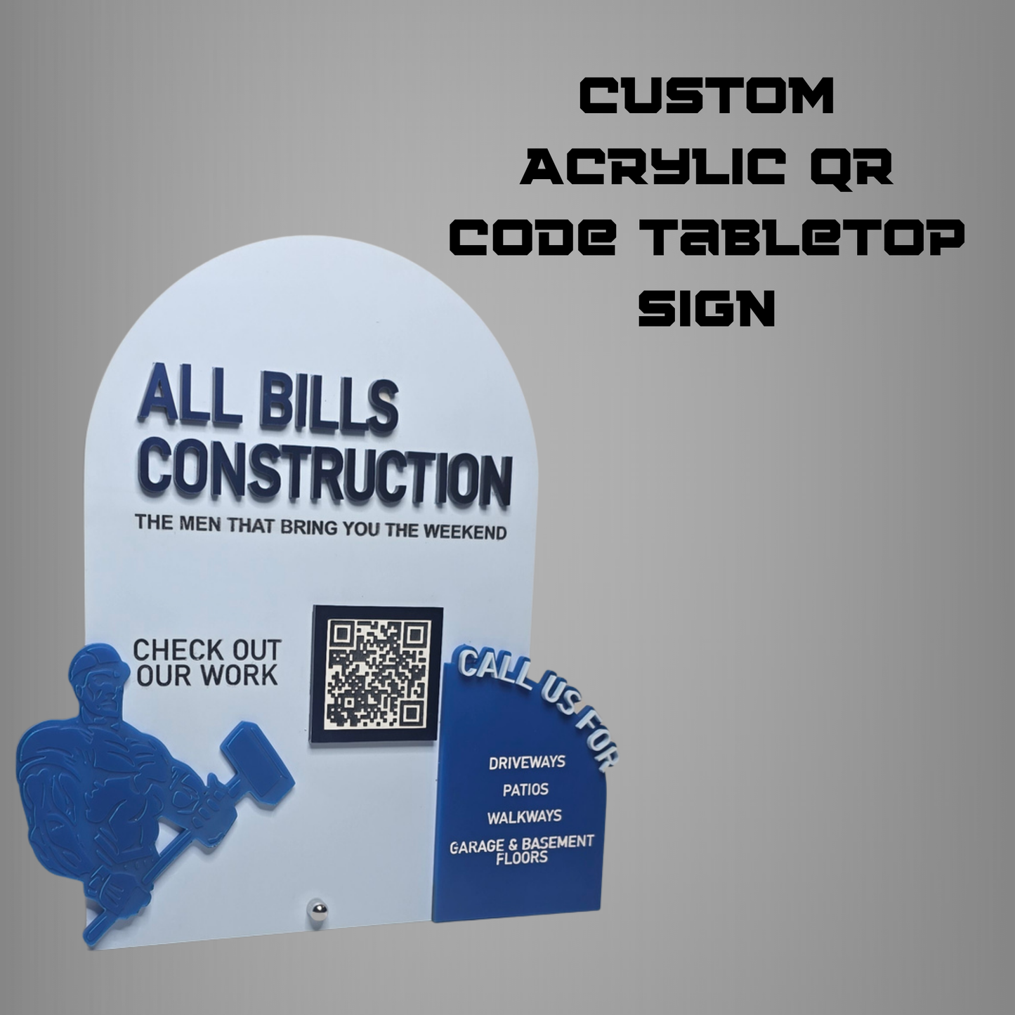 Custom Acrylic QR Code Tabletop Sign – 3D Business Display with Logo & Scan Code