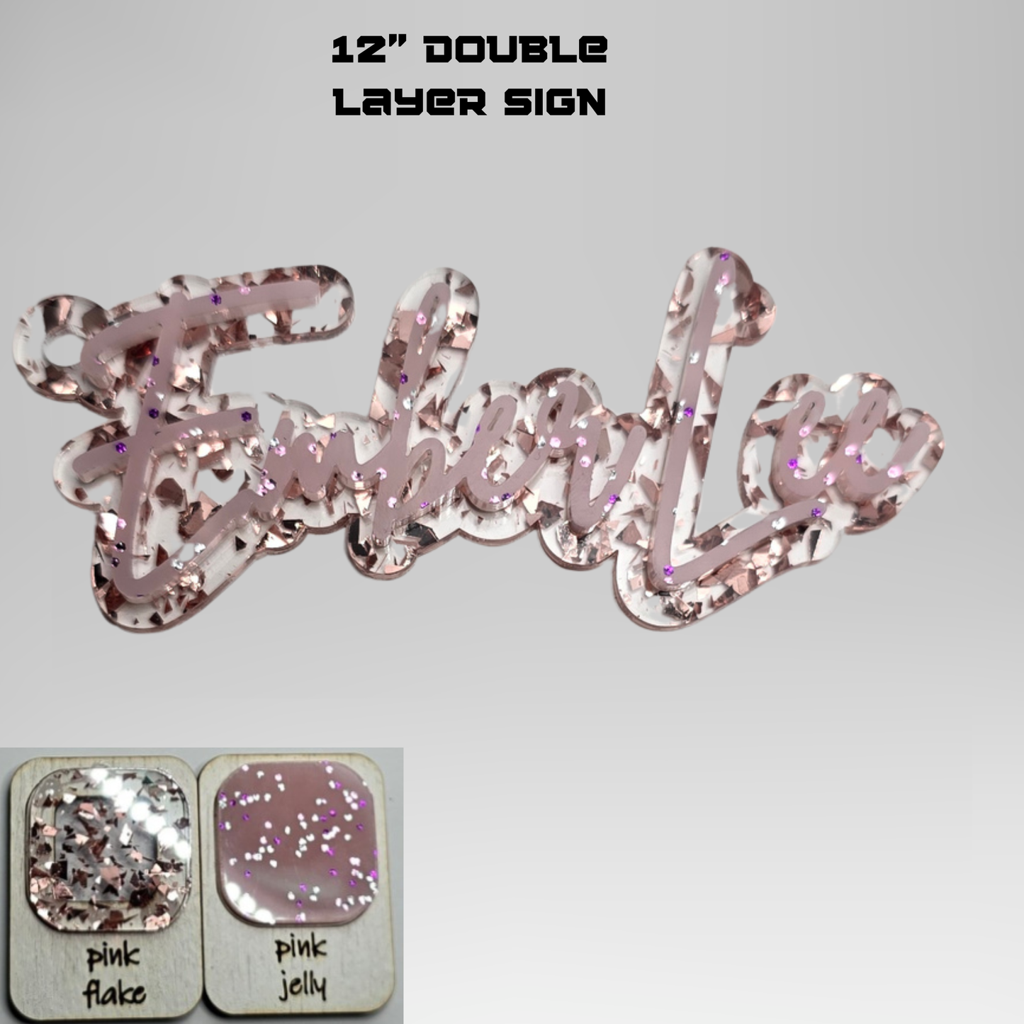 Acrylic Double Layer Text sign- with optional Framed backer