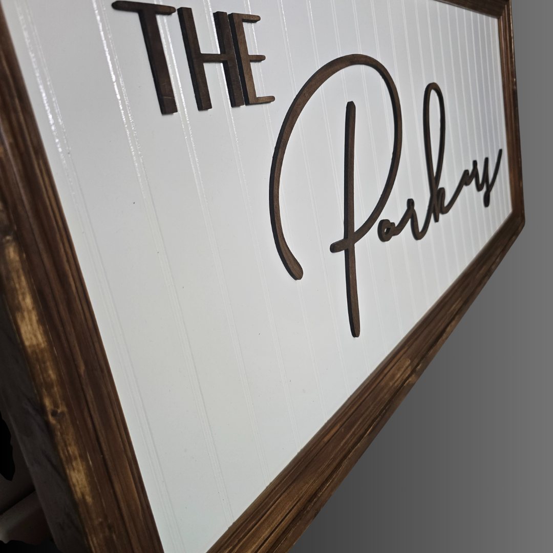 Framed & Stained Last Name Sign