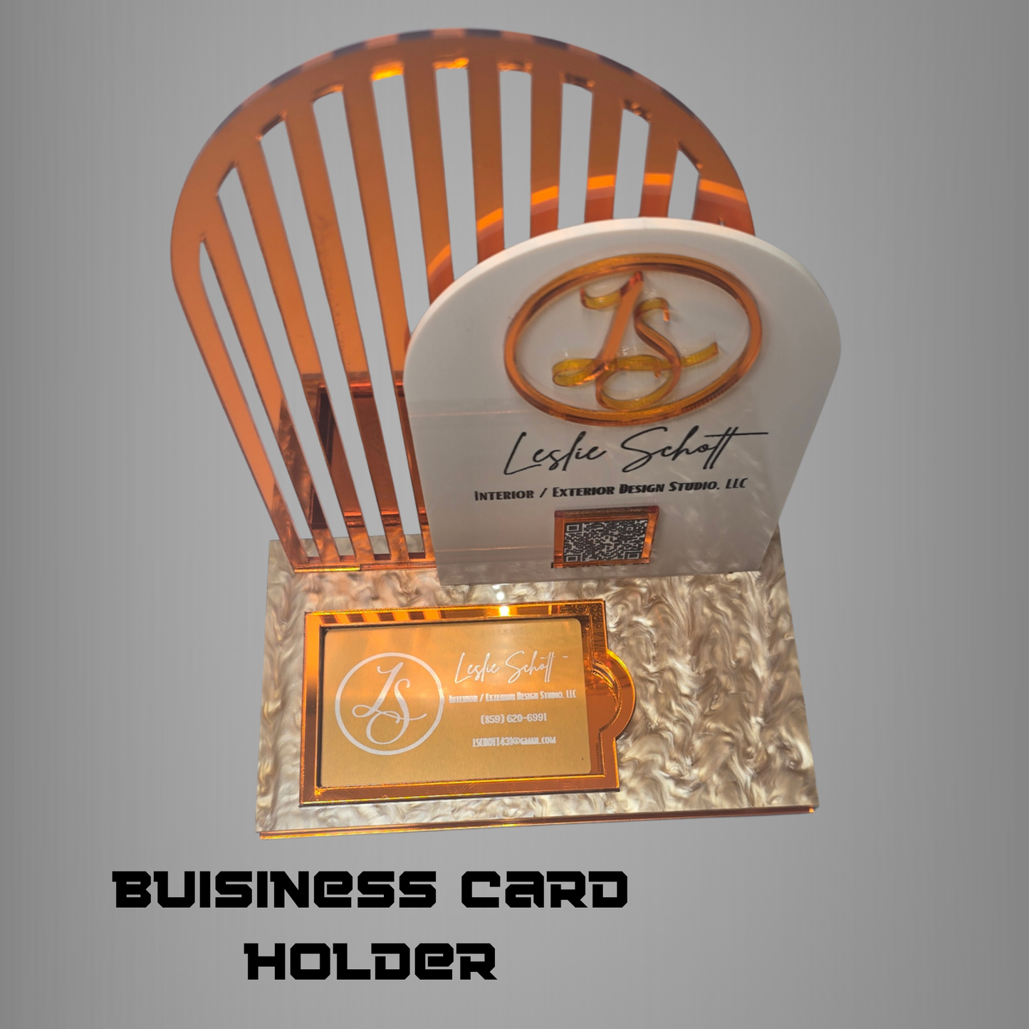 Custom Acrylic QR Code Tabletop Sign – Double Arch w/ card holder