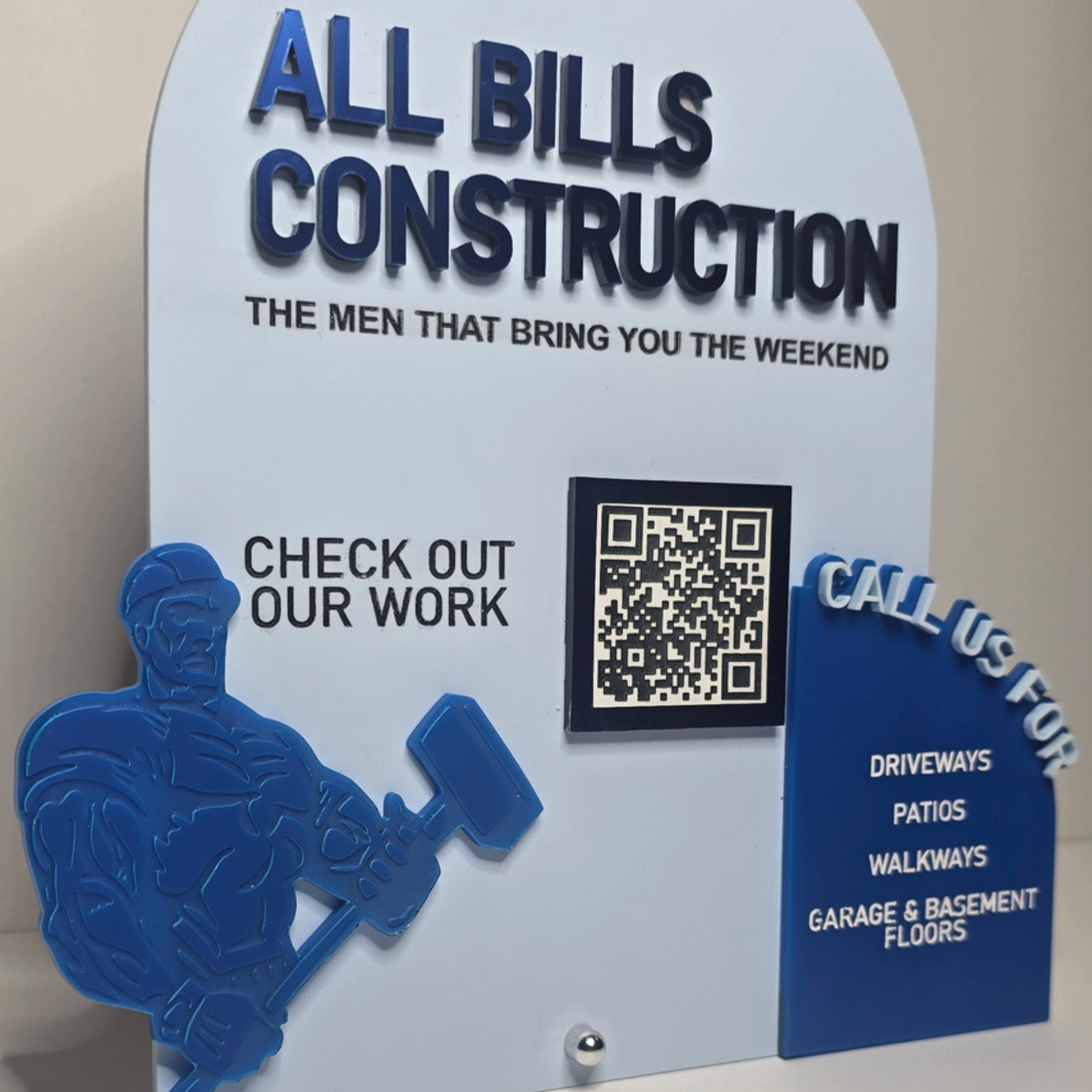 Custom Acrylic QR Code Tabletop Sign – 3D Business Display with Logo & Scan Code