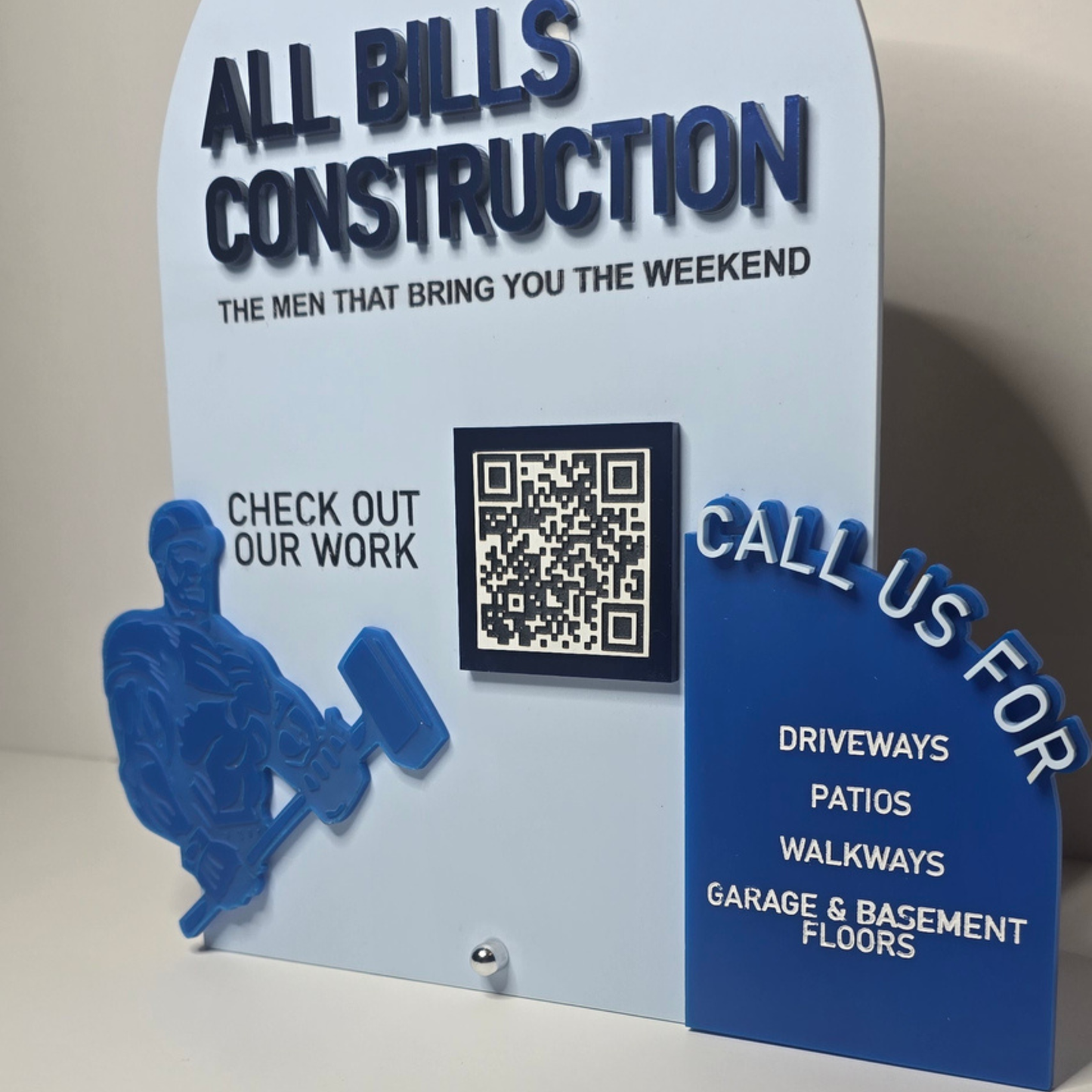 Custom Acrylic QR Code Tabletop Sign – 3D Business Display with Logo & Scan Code