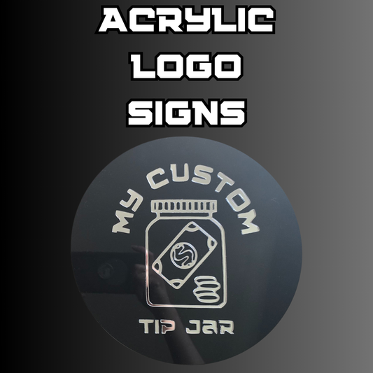 Acrylic logo sign (with optional stand) CIRLCE, SQUARE, OFFSET