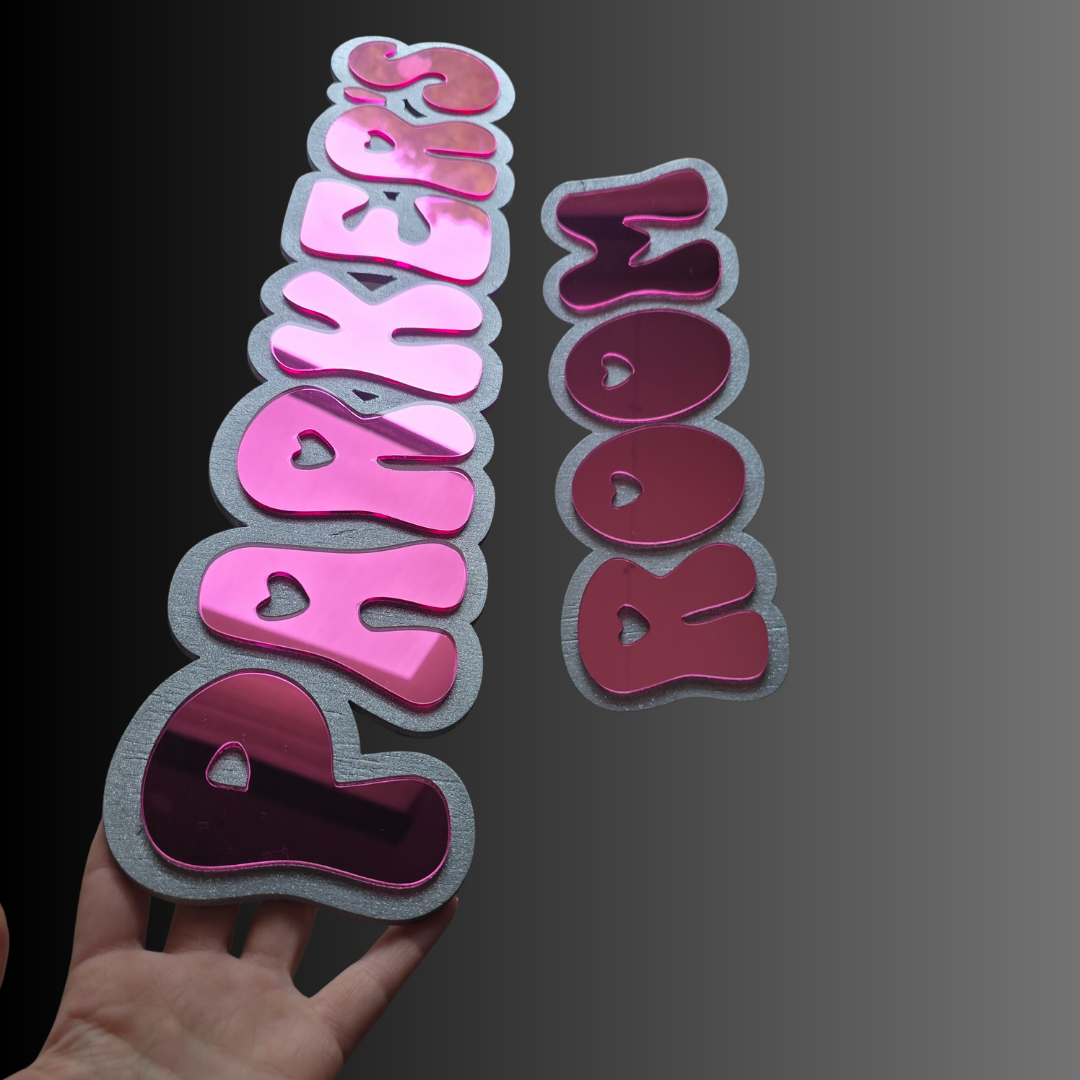 Acrylic Double Layet Text sign- with optional Framed backer