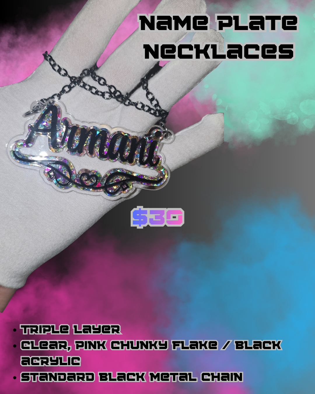 Personalized Acrylic Name Plate Necklace