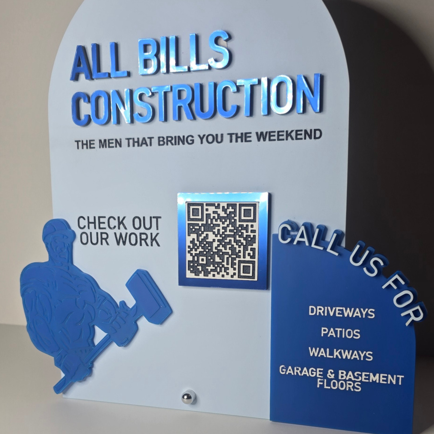 Custom Acrylic QR Code Tabletop Sign – 3D Business Display with Logo & Scan Code