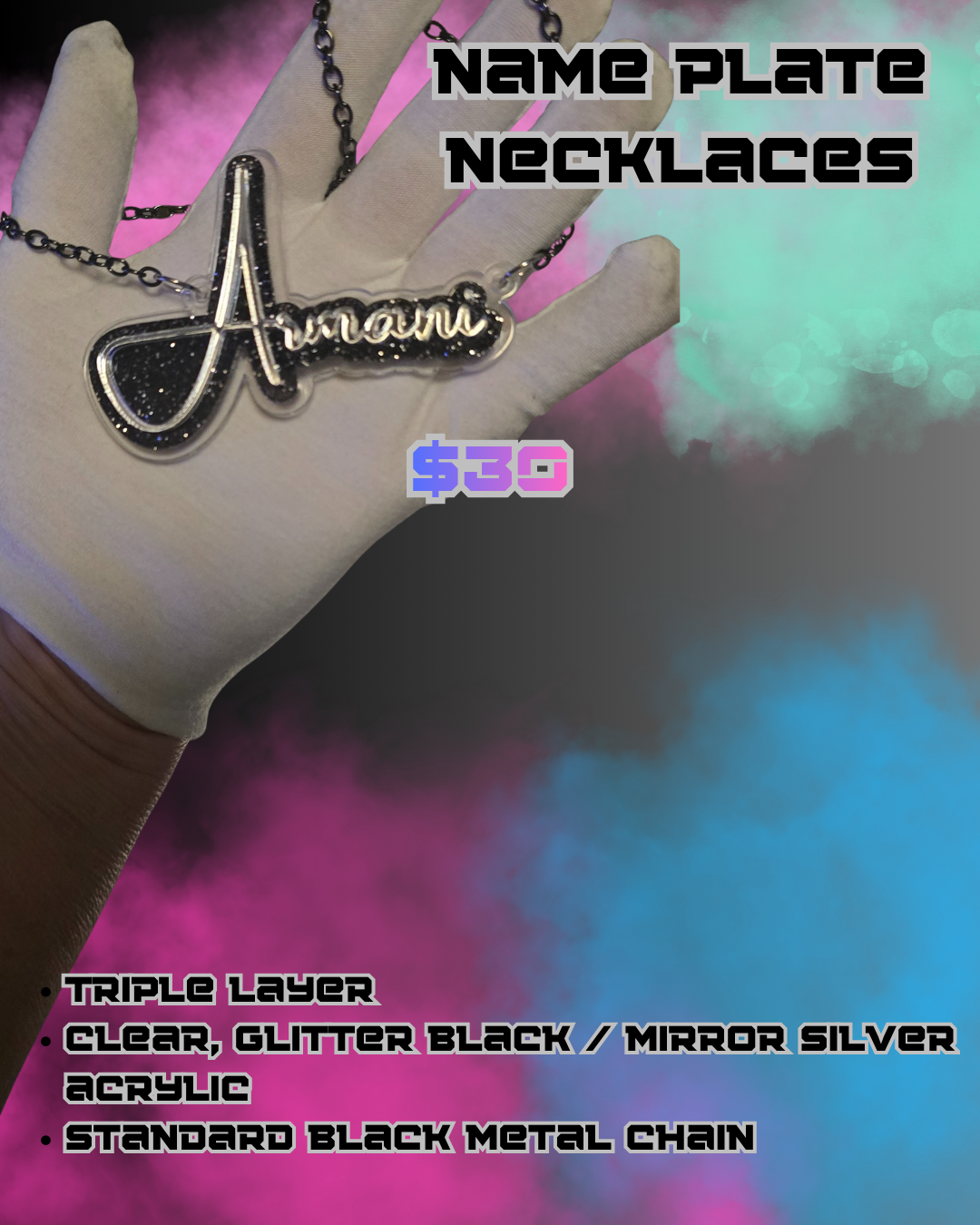 Personalized Acrylic Name Plate Necklace