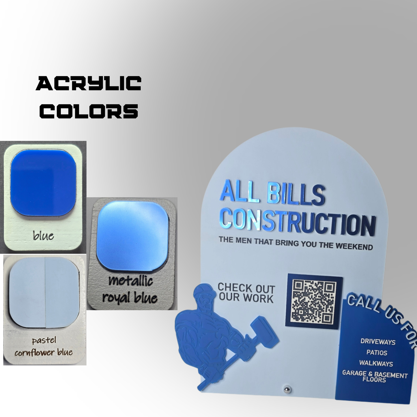 Custom Acrylic QR Code Tabletop Sign – 3D Business Display with Logo & Scan Code