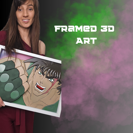 Joseph Joestar 3D Wood Art – Handcrafted Anime Shadowbox Frame