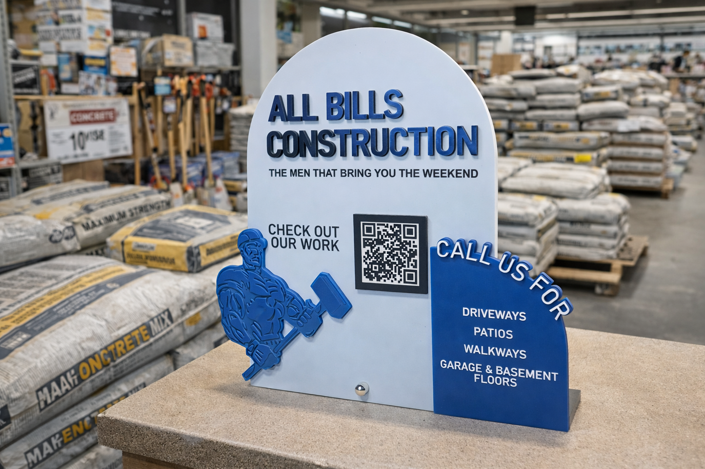 Custom Acrylic QR Code Tabletop Sign – 3D Business Display with Logo & Scan Code