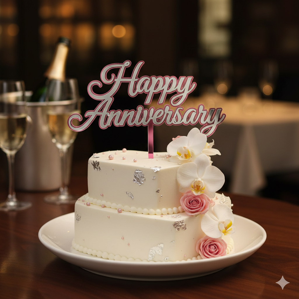 Two-Layer Acrylic Cake Topper / Cake Charm (Removable Sticks)