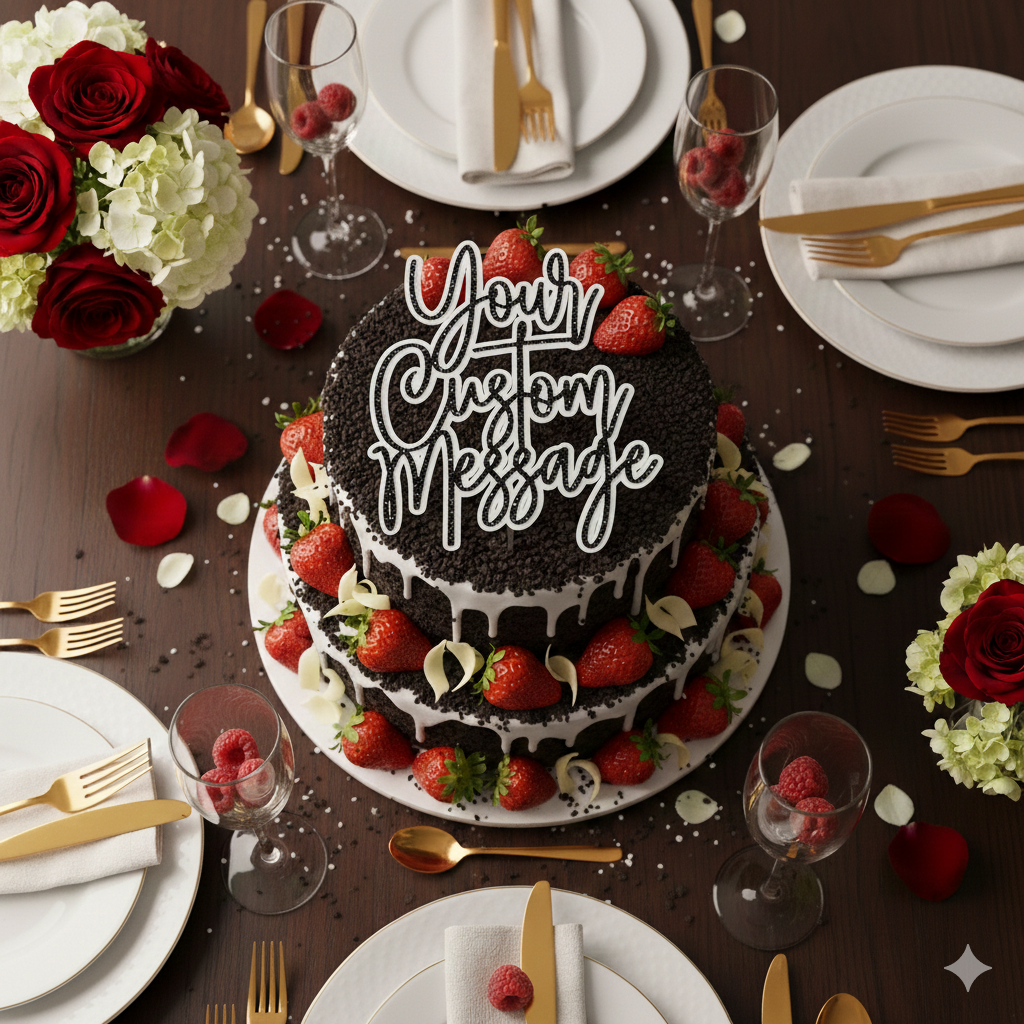 Two-Layer Acrylic Cake Topper / Cake Charm (Removable Sticks)