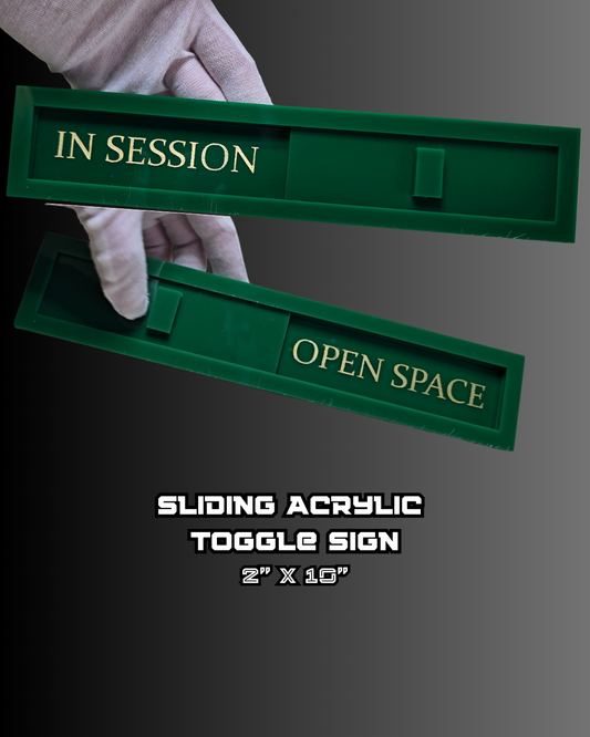 Custom 4-Layer Acrylic Toggle Sign – Engraved & Paint-Filled Door Slider