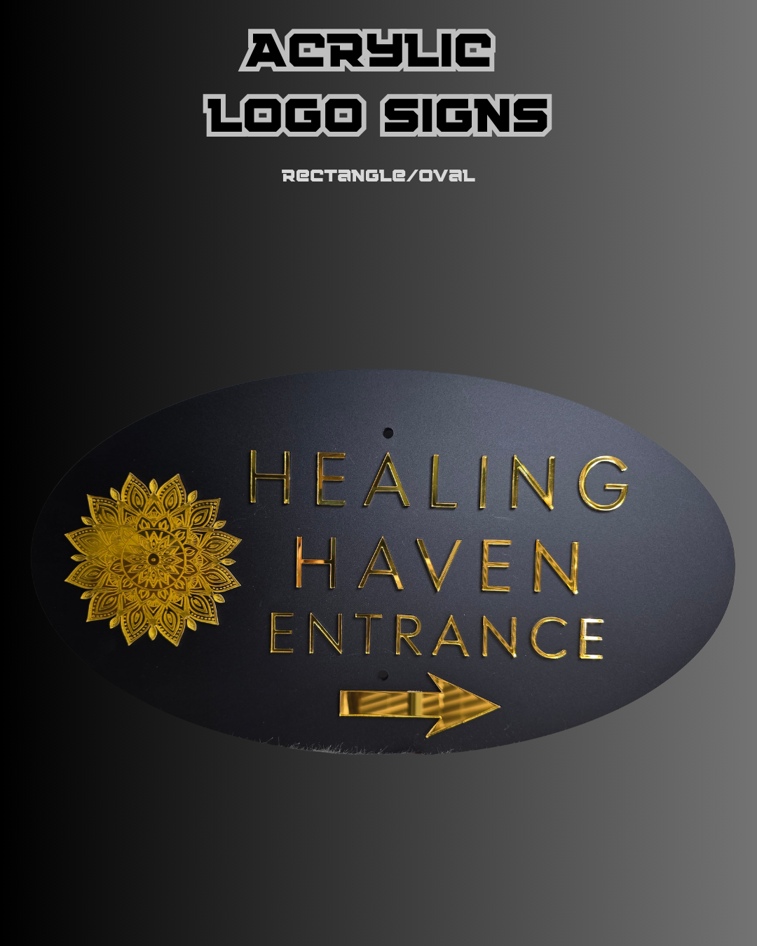 Acrylic logo sign (with optional stand) RECTANGLE, OVAL