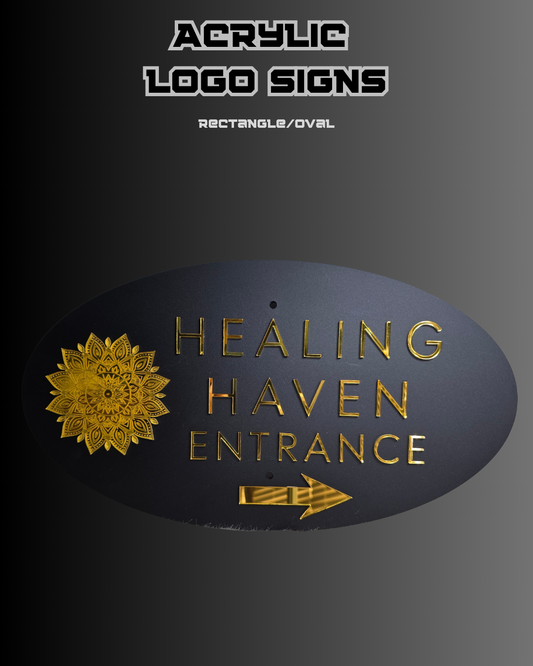 Acrylic logo sign (with optional stand) RECTANGLE, OVAL