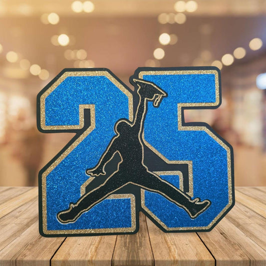 Class of 2026 Jumpman Graduation Plaque | Glitter Cardstock Layered Sign | 10x8.5” Senior Gift | Custom Grad Decor in 4 Colors